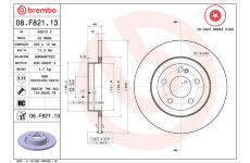 Brzdový kotouč BREMBO 08.F821.13