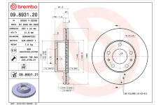 Brzdový kotouč BREMBO 09.8931.20