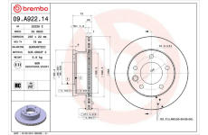 Brzdový kotouč BREMBO 09.A922.14