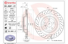 Brzdový kotouč BREMBO 09.A961.21