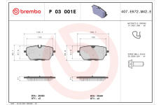 Sada brzdových destiček, kotoučová brzda BREMBO P 03 001E
