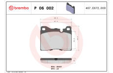 Sada brzdových destiček, kotoučová brzda BREMBO P 06 002