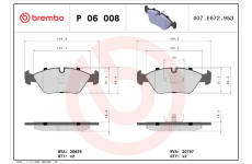 Sada brzdových destiček, kotoučová brzda BREMBO P 06 008