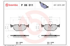 Sada brzdových destiček, kotoučová brzda BREMBO P 06 011