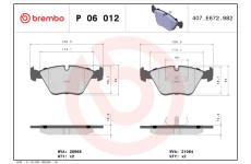 Sada brzdových destiček, kotoučová brzda BREMBO P 06 012