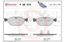 Sada brzdových platničiek kotúčovej brzdy BREMBO P 06 019