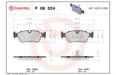 Sada brzdových destiček, kotoučová brzda BREMBO P 06 024