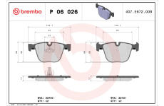 Sada brzdových destiček, kotoučová brzda BREMBO P 06 026