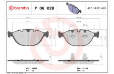 Sada brzdových destiček, kotoučová brzda BREMBO P 06 028