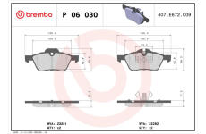 Sada brzdových platničiek kotúčovej brzdy BREMBO P 06 030