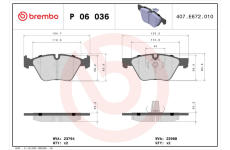 Sada brzdových platničiek kotúčovej brzdy BREMBO P 06 036