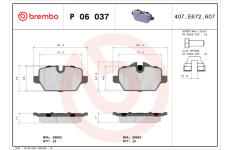 Sada brzdových destiček, kotoučová brzda BREMBO P 06 037X