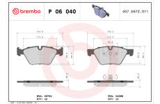 Sada brzdových destiček, kotoučová brzda BREMBO P 06 040X