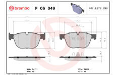 Sada brzdových destiček, kotoučová brzda BREMBO P 06 049