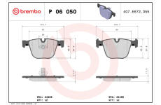 Sada brzdových destiček, kotoučová brzda BREMBO P 06 050