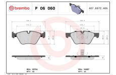 Sada brzdových destiček, kotoučová brzda BREMBO P 06 060