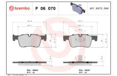 Sada brzdových destiček, kotoučová brzda BREMBO P 06 070X