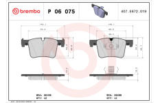 Sada brzdových destiček, kotoučová brzda BREMBO P 06 075X