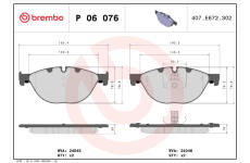 Sada brzdových destiček, kotoučová brzda BREMBO P 06 076