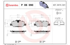 Sada brzdových destiček, kotoučová brzda BREMBO P 06 090