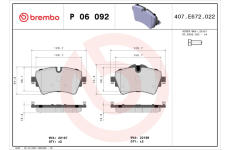 Sada brzdových destiček, kotoučová brzda BREMBO P 06 092