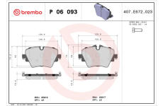 Sada brzdových destiček, kotoučová brzda BREMBO P 06 093