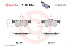 Sada brzdových destiček, kotoučová brzda BREMBO P 06 094