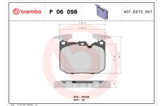 Sada brzdových destiček, kotoučová brzda BREMBO P 06 098