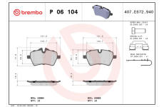 Sada brzdových platničiek kotúčovej brzdy BREMBO P 06 104