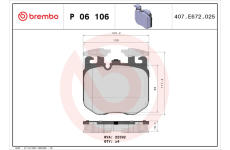 Sada brzdových destiček, kotoučová brzda BREMBO P 06 106