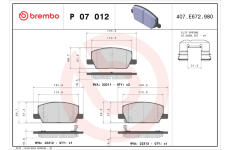 Sada brzdových destiček, kotoučová brzda BREMBO P 07 012