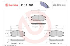 Sada brzdových destiček, kotoučová brzda BREMBO P 10 003