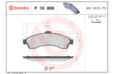 Sada brzdových destiček, kotoučová brzda BREMBO P 10 009