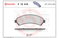 Sada brzdových destiček, kotoučová brzda BREMBO P 10 016