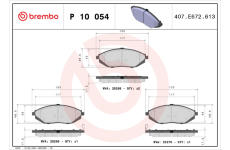 Sada brzdových destiček, kotoučová brzda BREMBO P 10 054