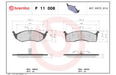 Sada brzdových destiček, kotoučová brzda BREMBO P 11 008