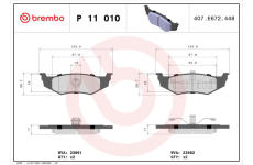 Sada brzdových destiček, kotoučová brzda BREMBO P 11 010