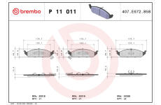 Sada brzdových destiček, kotoučová brzda BREMBO P 11 011