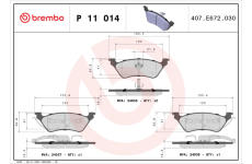 Sada brzdových destiček, kotoučová brzda BREMBO P 11 014