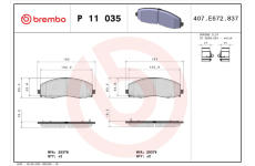 Sada brzdových destiček, kotoučová brzda BREMBO P 11 035