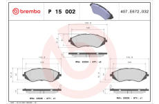 Sada brzdových destiček, kotoučová brzda BREMBO P 15 002