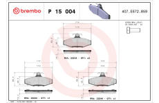 Sada brzdových destiček, kotoučová brzda BREMBO P 15 004