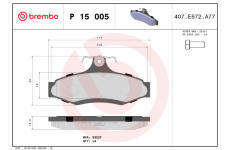 Sada brzdových destiček, kotoučová brzda BREMBO P 15 005