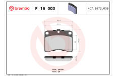 Sada brzdových destiček, kotoučová brzda BREMBO P 16 003