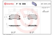 Sada brzdových destiček, kotoučová brzda BREMBO P 16 008