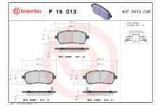 Sada brzdových destiček, kotoučová brzda BREMBO P 16 013X