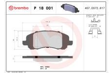 Sada brzdových destiček, kotoučová brzda BREMBO P 18 001