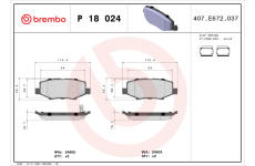 Sada brzdových destiček, kotoučová brzda BREMBO P 18 024