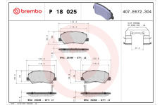 Sada brzdových destiček, kotoučová brzda BREMBO P 18 025