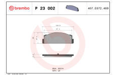 Sada brzdových platničiek kotúčovej brzdy BREMBO P 23 002